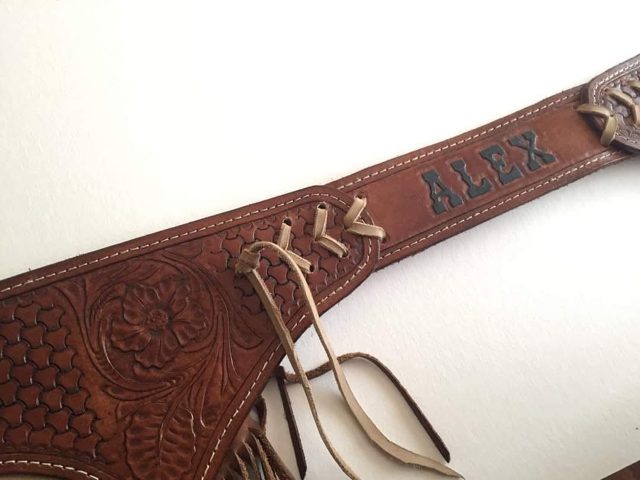 Chap belt with the name ALEX tooled in